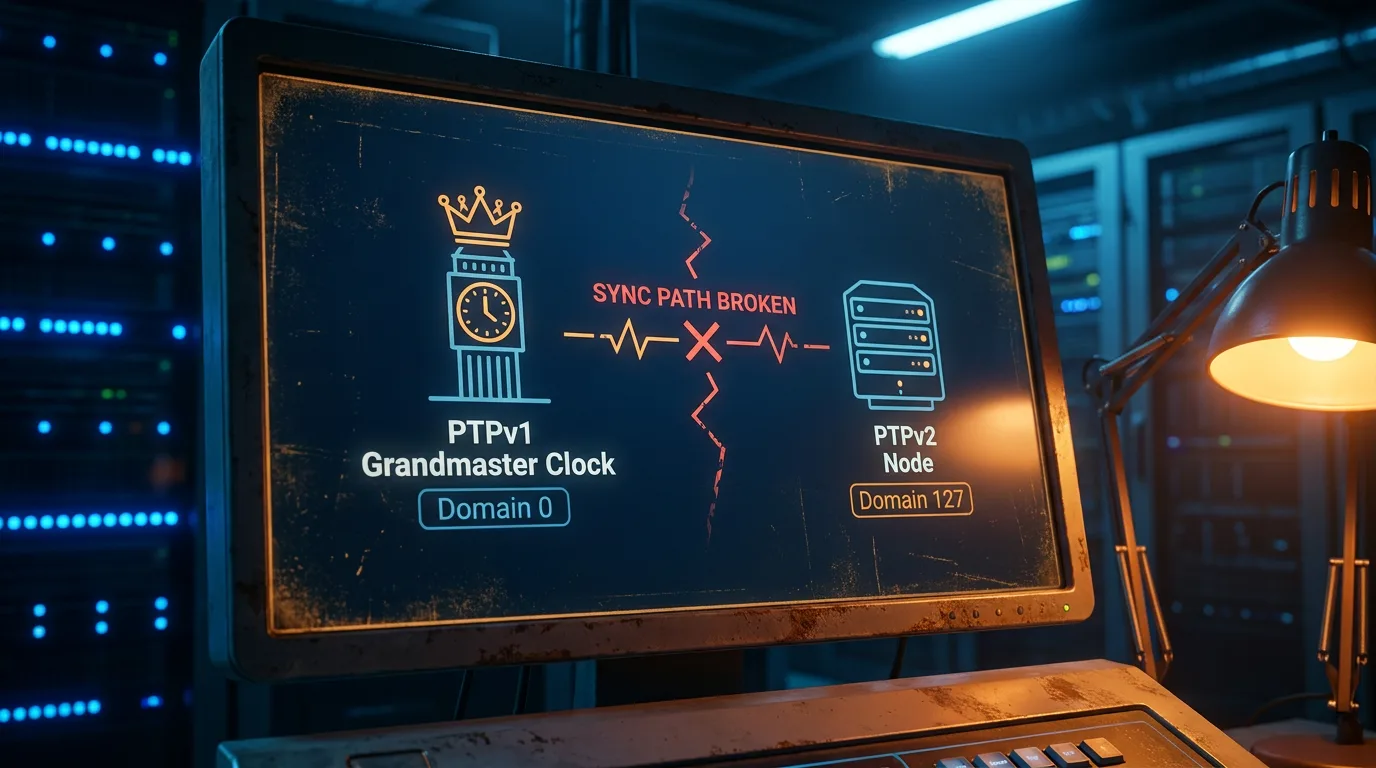 Dante PTPv1 네트워크와 AES67 PTPv2 네트워크를 경계 클럭으로 연결하는 구조 개념도