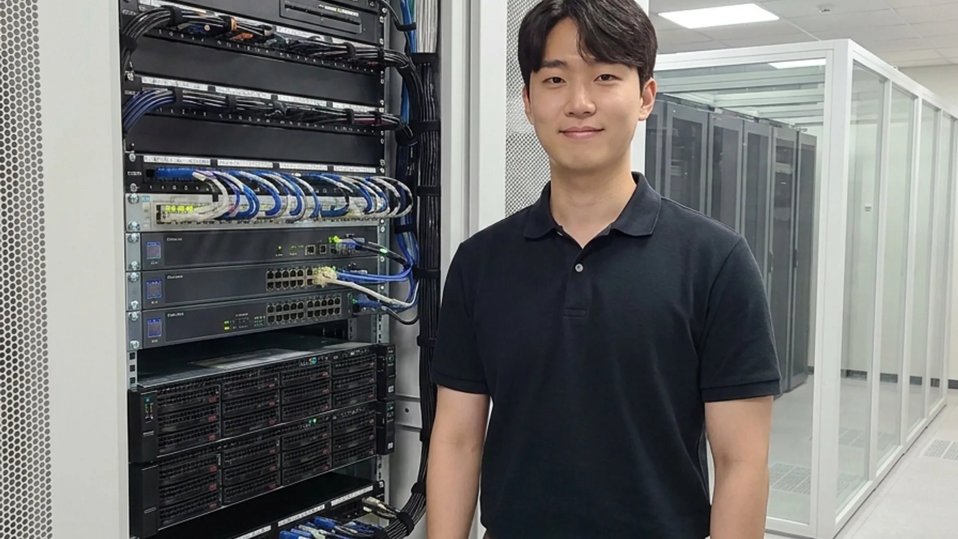 ISE 2026 전시장에서 IPMX 인증 제품을 확인하는 AV 전문가