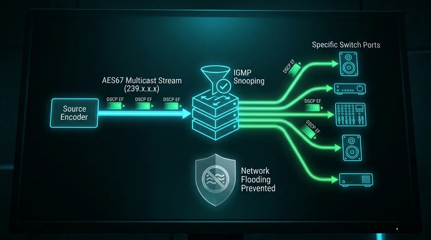 AES67 연동을 위한 네트워크 스위치 IGMP Snooping 및 Querier 동시 활성화 설정 화면