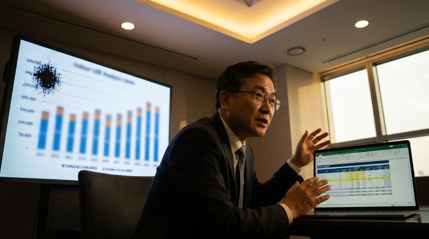 비디오월 5년 누적 운영 비용 구조 — 저가 패널과 프리미엄 패널 TCO 비교