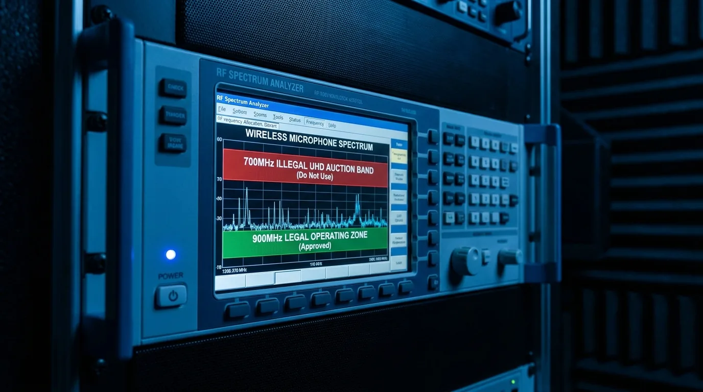 무선 마이크 합법 주파수 대역 비교 — 700MHz 불법 대역과 900MHz 합법 대역