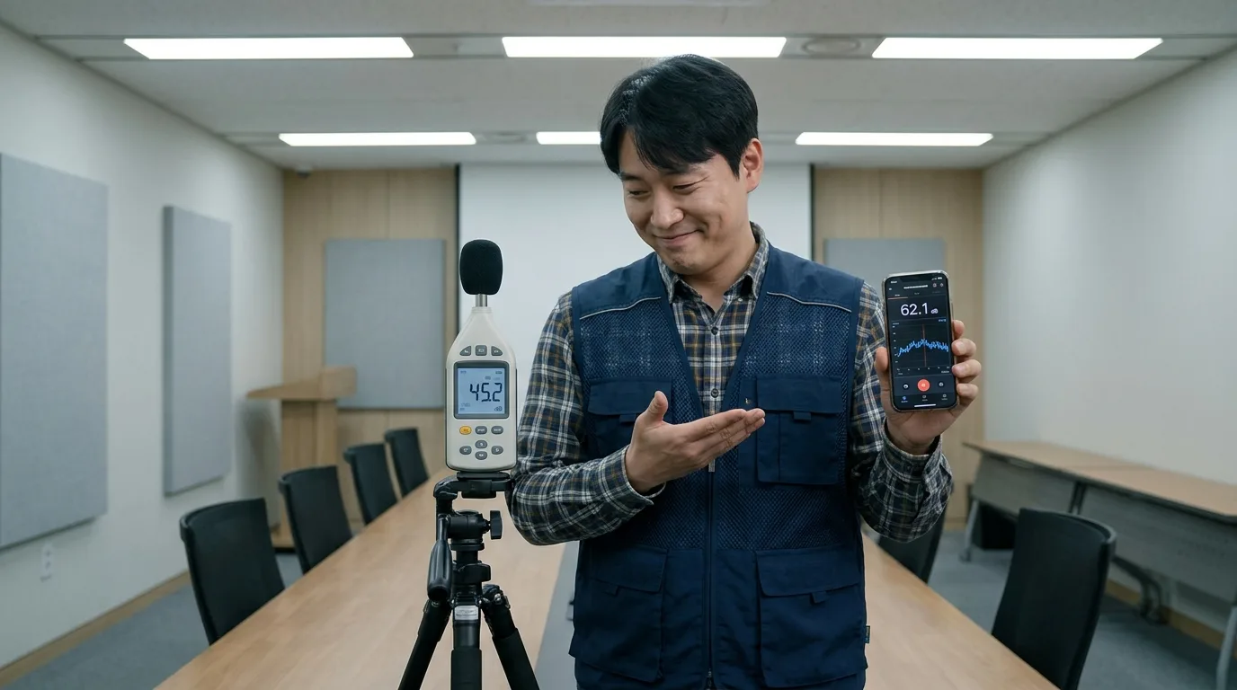 자동이득제어(AGC)로 왜곡된 스마트폰 소음 측정값을 보며 당황한 엔지니어