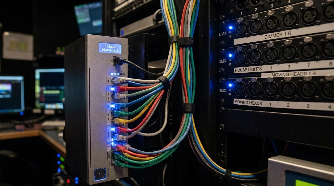 조명콘솔 네트워크 스위치와 배선 — MA-Net3 1Gbps 네트워크 구성