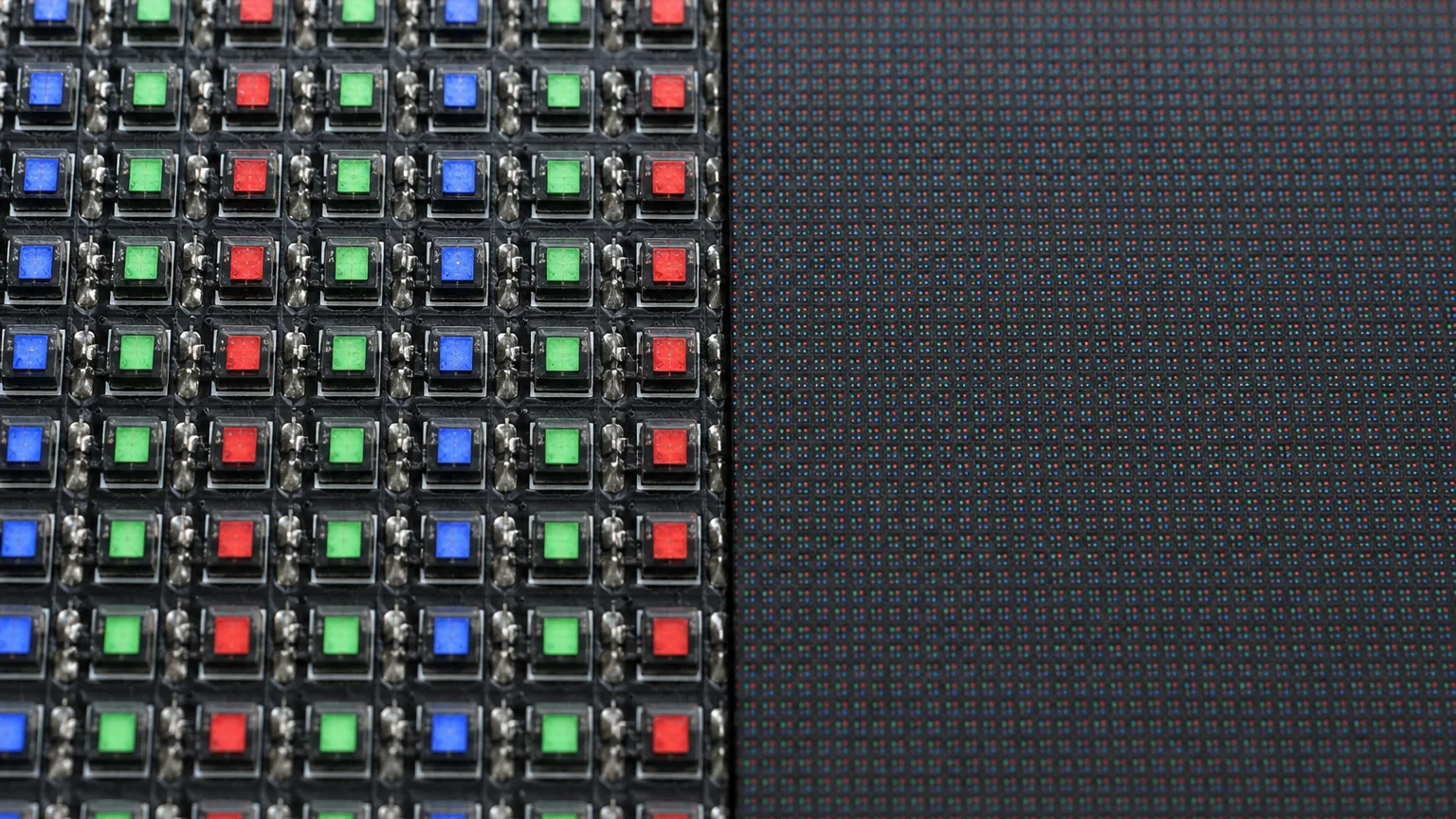 COB LED 패널과 SMD 패널 구조 비교 — 카메라 근접 촬영에도 픽셀 격자가 보이지 않는 이유